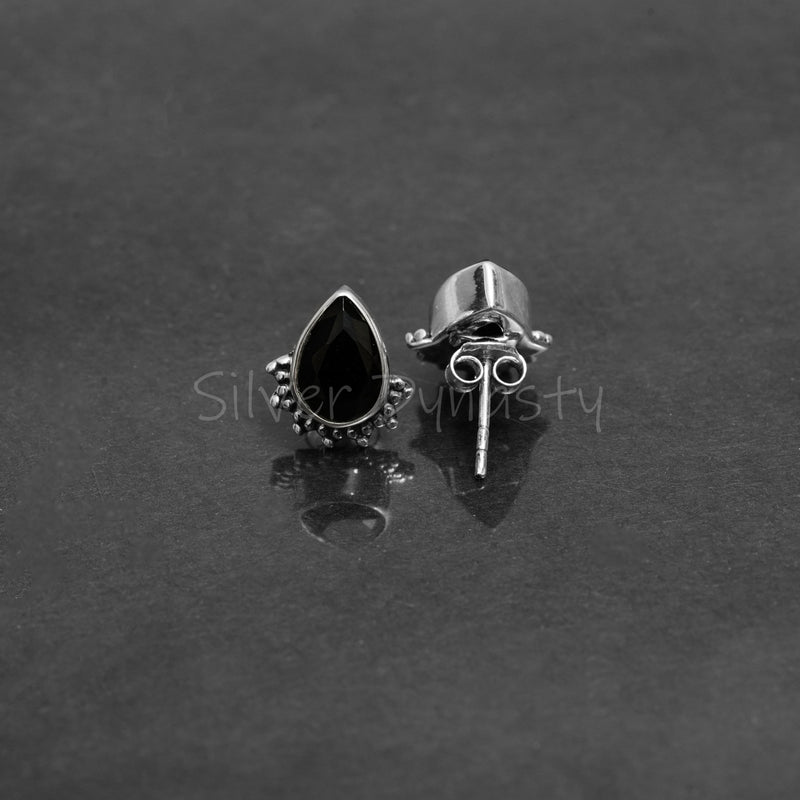 Black Onyx Studs, 925 Solid Sterling Silver Studs