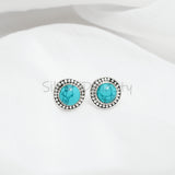 Turquoise 925 Solid Sterling Silver Earrings, Turquoise Studs