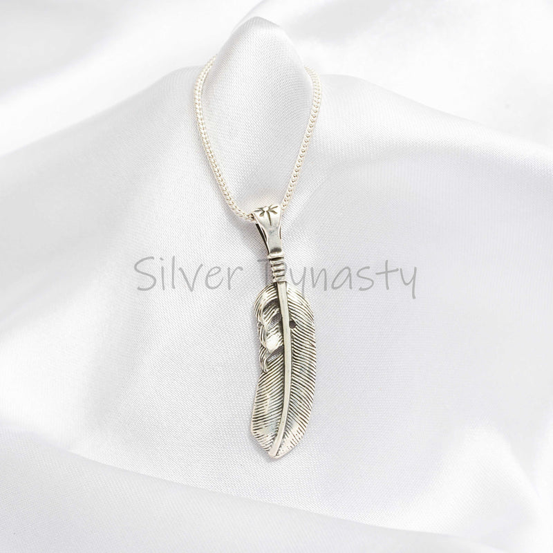 Silver Pendant, Feather Pendant, 925 Solid Sterling Silver Pendant