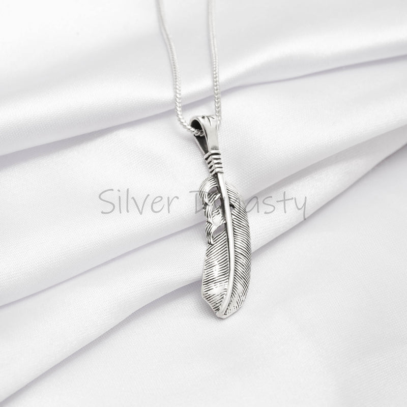 Silver Pendant, Feather Pendant, 925 Solid Sterling Silver Pendant