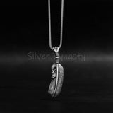 Silver Pendant, Feather Pendant, 925 Solid Sterling Silver Pendant