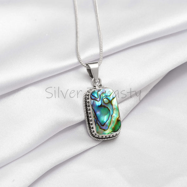 'Boho' Abalone 925 Solid Sterling Silver Pendant