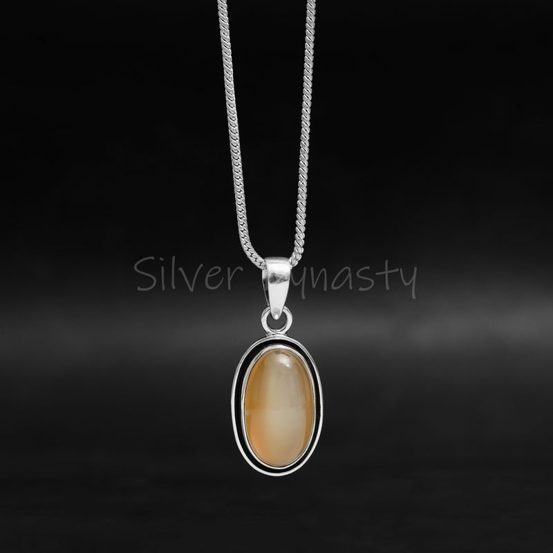 Pink Moonstone Pendant, 925 Solid Sterling Silver Pendant