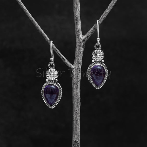 'Boho' Amethyst 925 Solid Sterling Silver Earrings