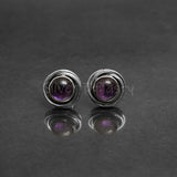 'Modern' Amethyst 925 Solid Sterling Silver Studs