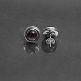 'Modern' Amethyst 925 Solid Sterling Silver Studs