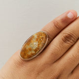 'Minimalist' Fossil Coral 925 Solid Sterling Silver Ring