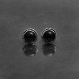 'Minimalist' Black Onyx 925 Solid Sterling Silver Studs