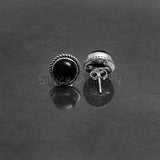 'Minimalist' Black Onyx 925 Solid Sterling Silver Studs
