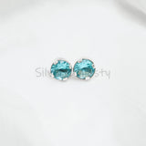 'Minimalist' Blue Topaz 925 Solid Sterling Silver Studs
