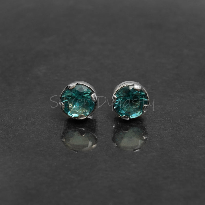 'Minimalist' Blue Topaz 925 Solid Sterling Silver Studs