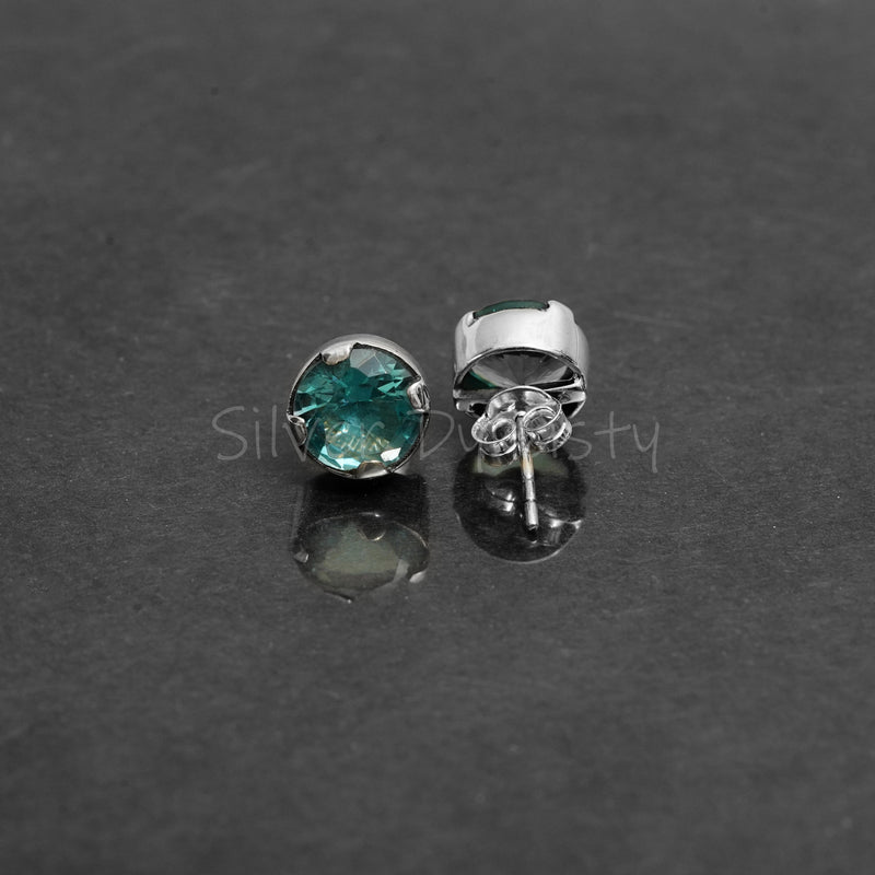 'Minimalist' Blue Topaz 925 Solid Sterling Silver Studs