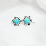 Turquoise 925 Solid Sterling Silver Earrings, Turquoise Studs
