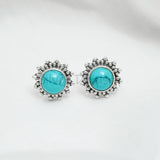 Turquoise 925 Solid Sterling Silver Earrings, Turquoise Studs