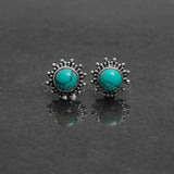 Turquoise 925 Solid Sterling Silver Earrings, Turquoise Studs