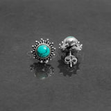 Turquoise 925 Solid Sterling Silver Earrings, Turquoise Studs