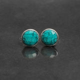Turquoise 925 Solid Sterling Silver Earrings, Turquoise Studs
