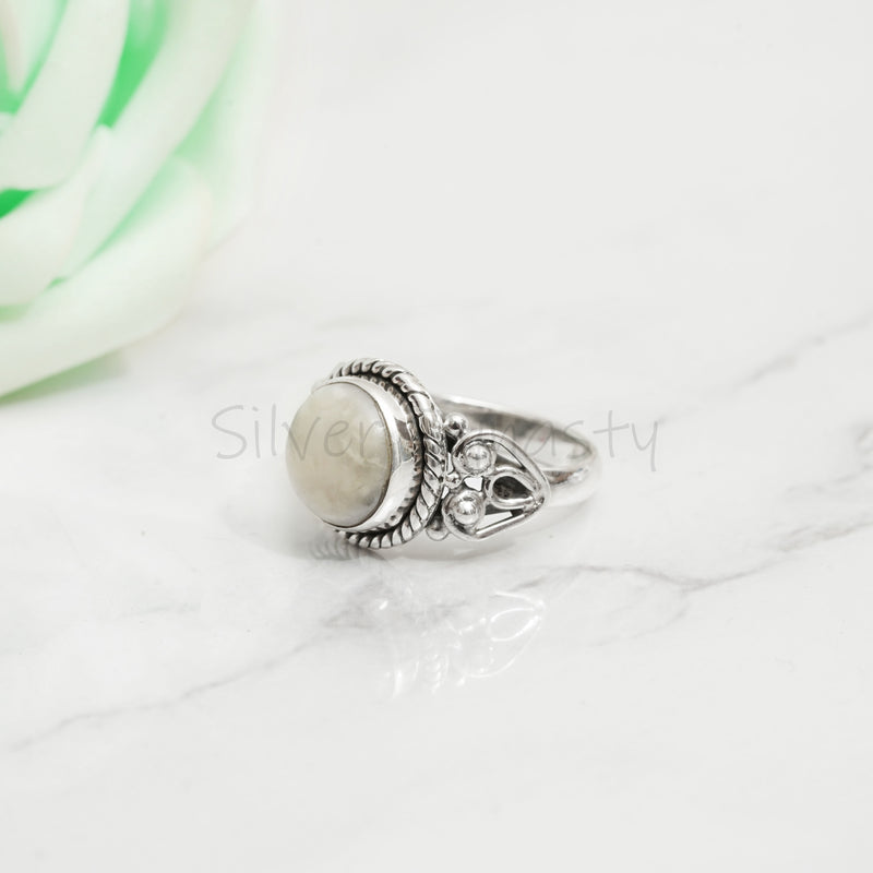 'BIA' Howlite 925 Solid Sterling Silver Ring