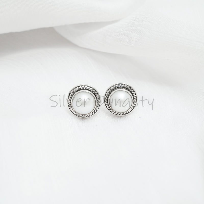 Pearl Studs, Fresh Water Pearl, 925 Solid Sterling Silver Studs