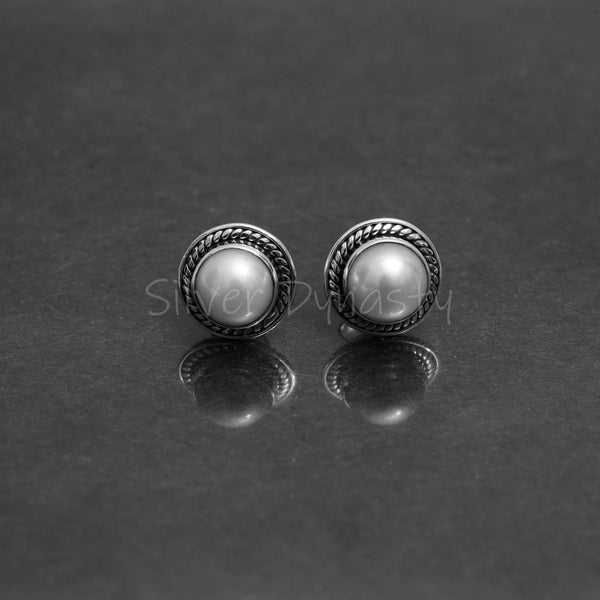 Pearl Studs, Fresh Water Pearl, 925 Solid Sterling Silver Studs