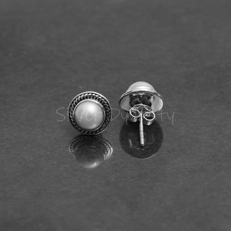 Pearl Studs, Fresh Water Pearl, 925 Solid Sterling Silver Studs