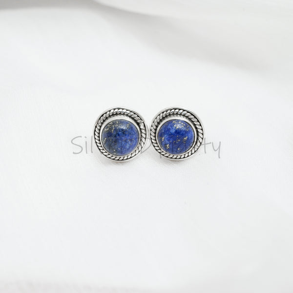 Lapis Studs, Lapis Lazuli,  925 Solid Sterling Silver Studs