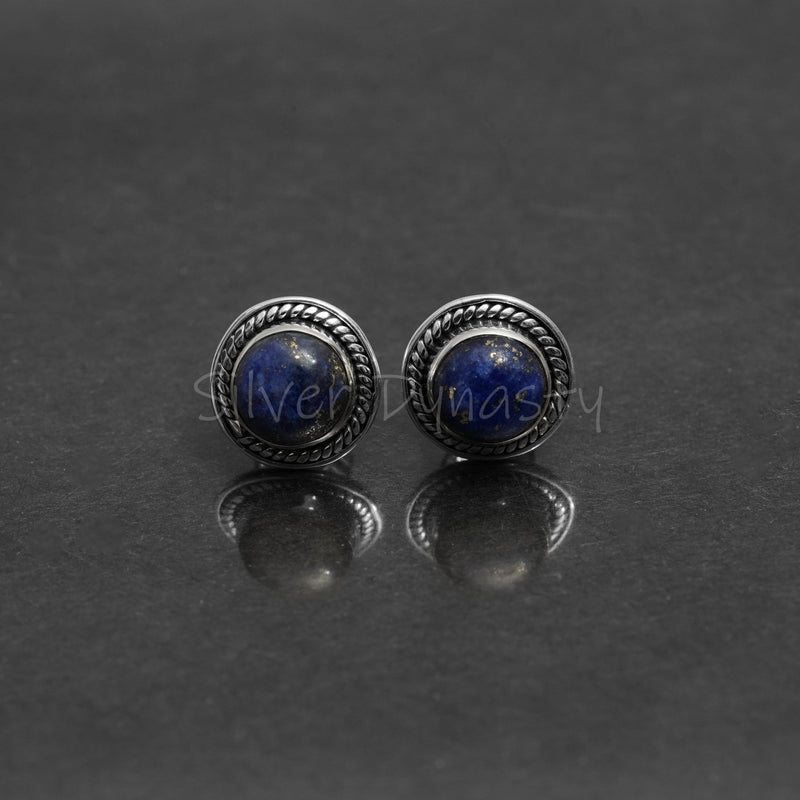 Lapis Studs, Lapis Lazuli,  925 Solid Sterling Silver Studs