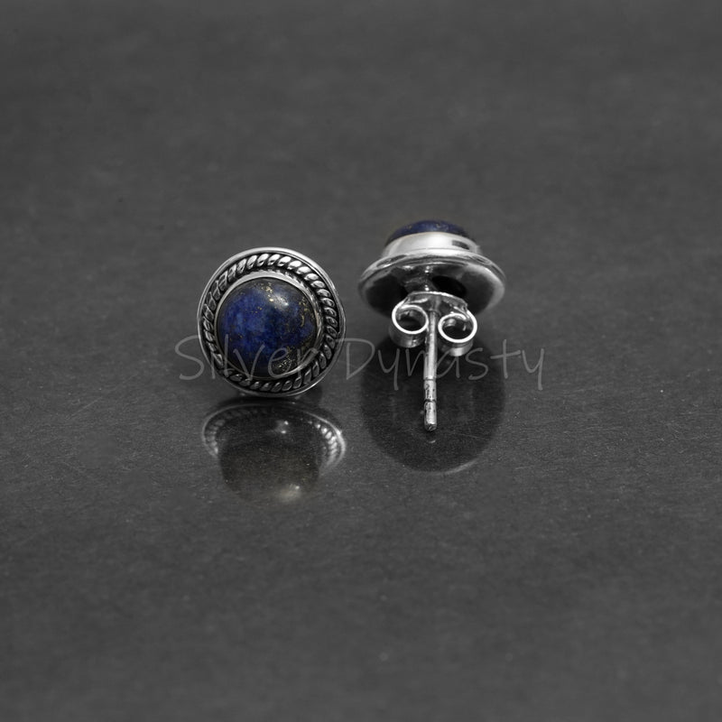 Lapis Studs, Lapis Lazuli,  925 Solid Sterling Silver Studs