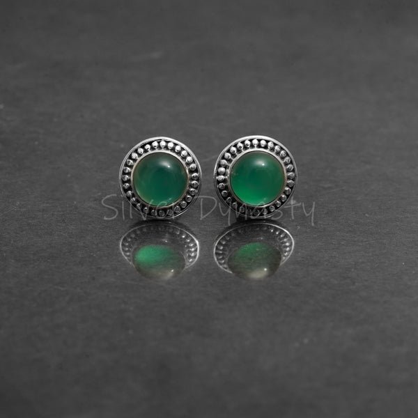 Green Onyx 925 Solid Sterling Silver Earrings