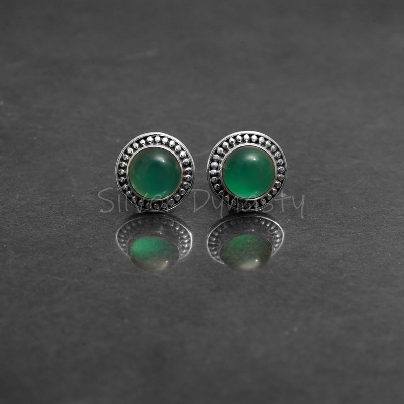 Green Onyx 925 Solid Sterling Silver Earrings
