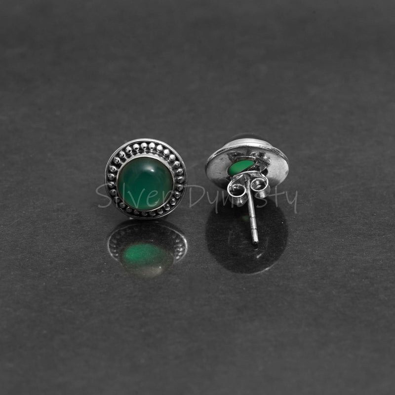 Green Onyx 925 Solid Sterling Silver Earrings