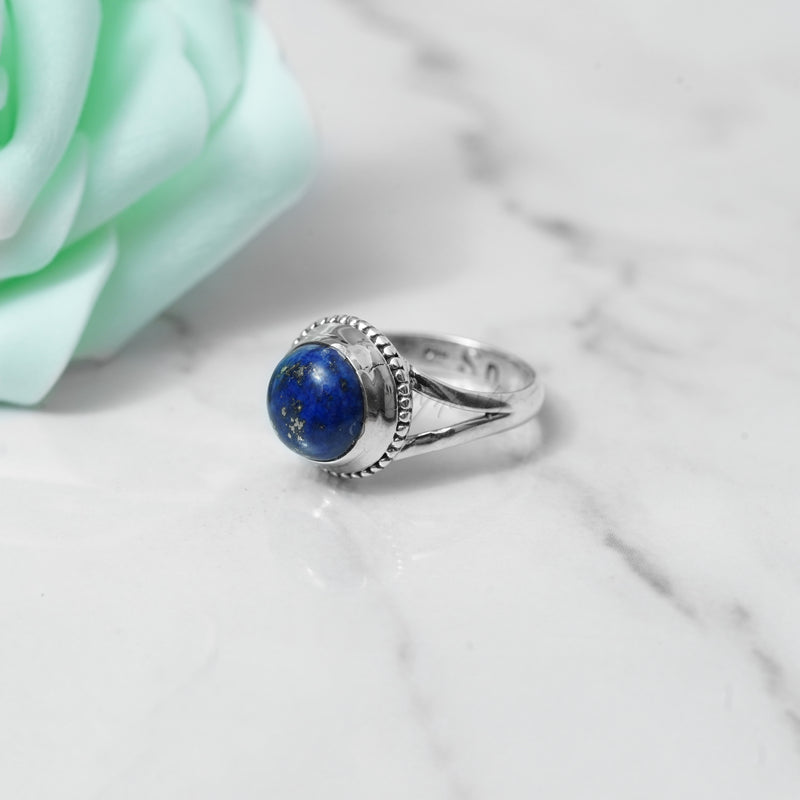 'Boho' Lapis Lazuli 925 Solid Sterling Silver Ring