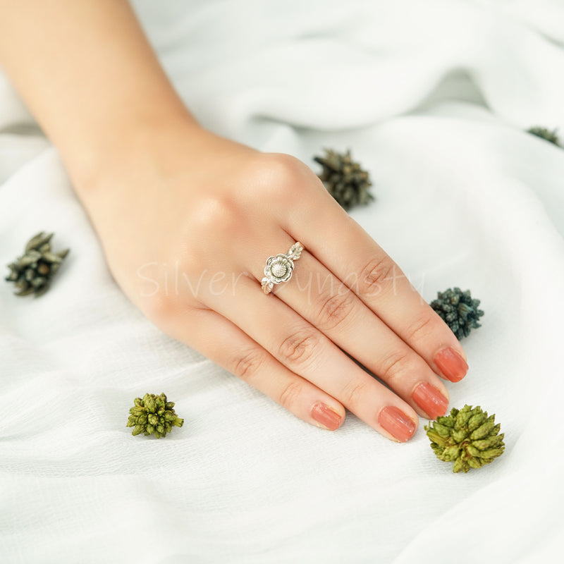 Handmade Silver Floral Band,925 Solid Sterling Silver Ring,