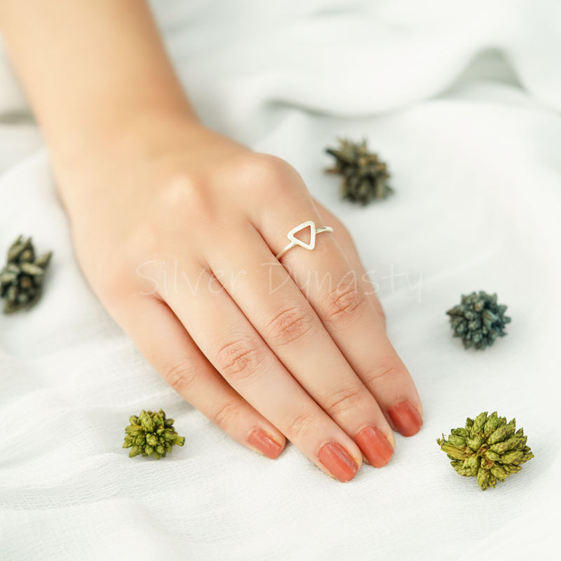 Triangle Ring, ,925 Solid Sterling Silver Ring, Geometric Ring