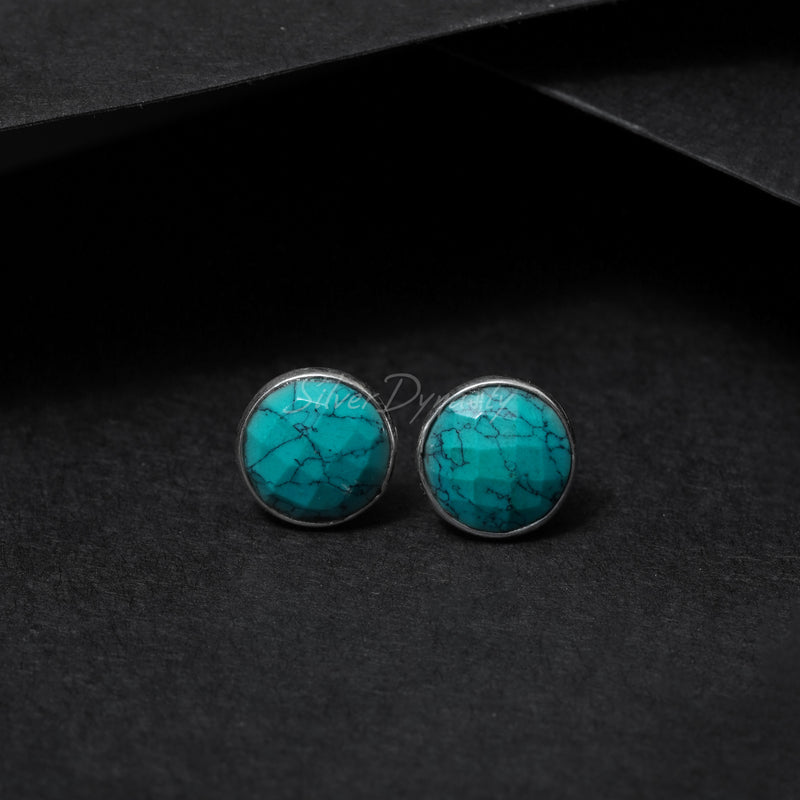 Turquoise Minimalist Pendant and Earring Set, Pearl Set, 925 Sterling Silver Set