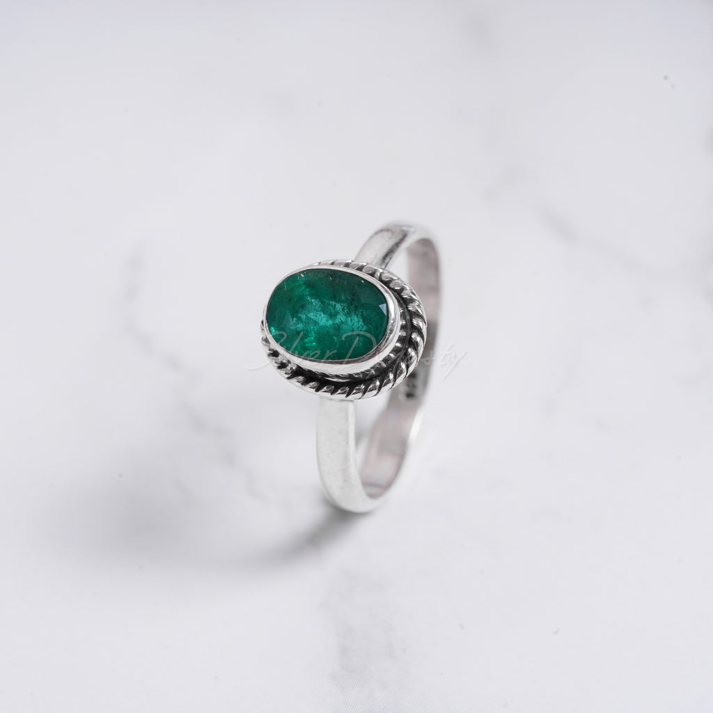 Womens Emerald Promise Ring, Silver Emerald Ring, Dainty Promise Ring,  Antique Ring, Art Deco Ring, Emerald Jewelry, May Birthstone - Etsy