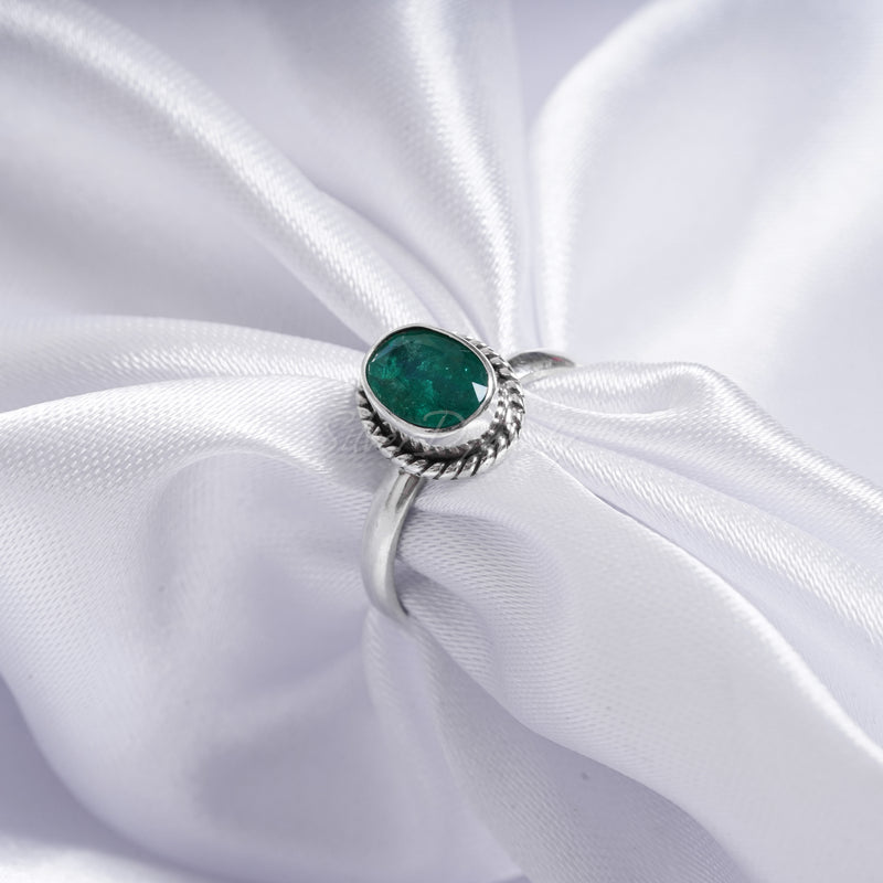 Mercan Silver Men Emerald Stone Ring, Natural Emerald Ring, India | Ubuy