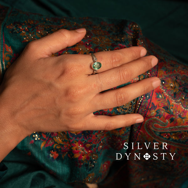Natural Emerald Ring, 925 Solid Sterling Silver Ring