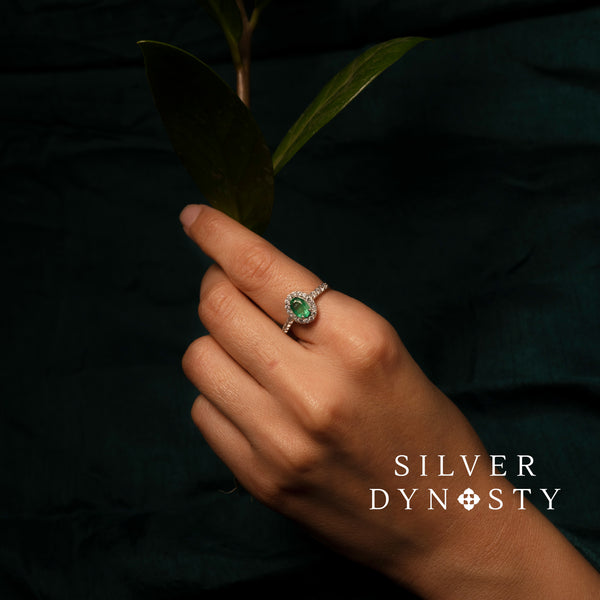 Natural Emerald Ring, 925 Solid Sterling Silver Ring