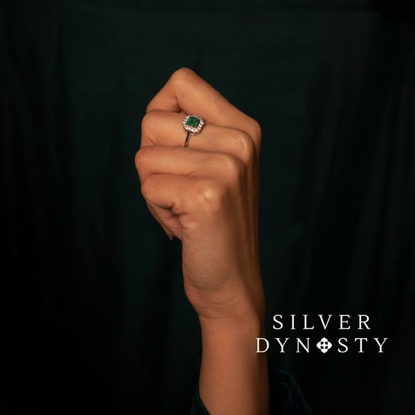 Natural Emerald Ring, 925 Solid Sterling Silver Ring